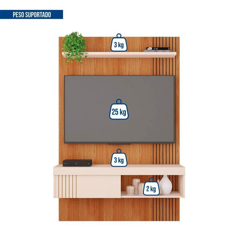 Painel para TV Jade 12 45" 119,5CM MDF-MDP Off White Caemmun Móveis