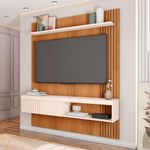 Painel para TV Jade 15 55" 150CM MDF-MDP Ripado Off White Caemmun Móveis