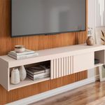 Painel para TV Jade 15 55" 150CM MDF-MDP Ripado Off White Caemmun Móveis